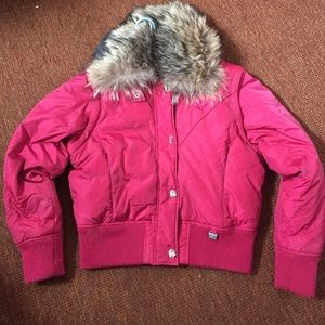 Excellent Rocawear Red Detachable fox collar Coat